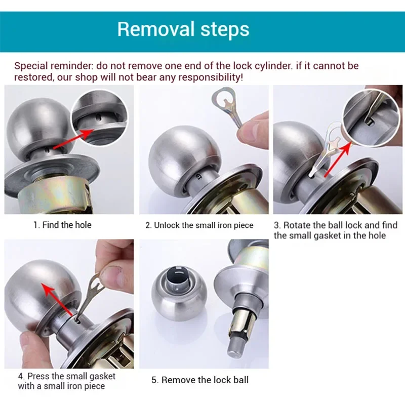 ZEXEF Stainless Steel Round Door Knobs Rotation Lock Knobset Handle Metal Door Knob With Key For Bedrooms Living Rooms Bathrooms