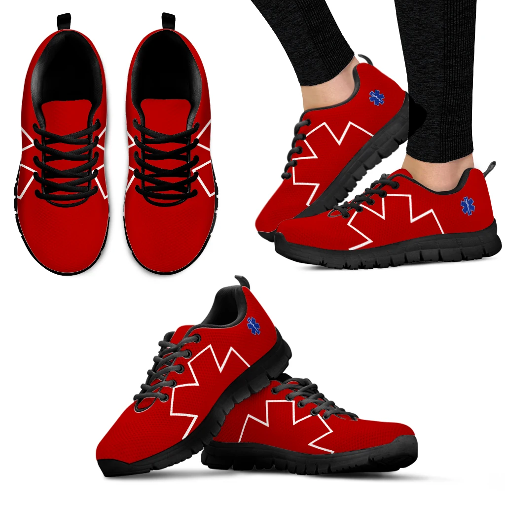 INSTANTARTS Paramedic EMT EMS Pattern Women Sneakers Breathable Lace Up Flat Shoes For Ladies Light Comfort Zapatos Hot Flats