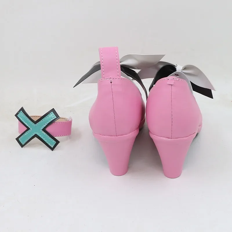 Proyecto Sekai colorido escenario hazaña Miku Otori EMU cosplay zapatos hechos a mano rosa lindo zapatos de cuero de imitación