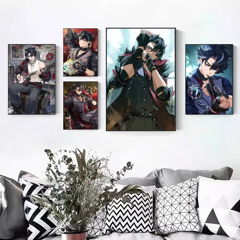 Genshin Impact Wriothesley Peelable Self-adhesive Poster Stickers Are Suitable For Frameless Wall Decoration In A Room