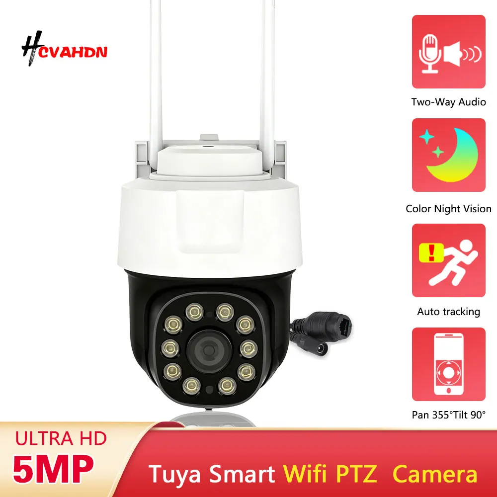 

5MP Tuya Wifi PTZ IP Camera Auto Tracking Outdoor Color Night Vision Wireless Home CCTV Security Surveillance Camera Smart Life
