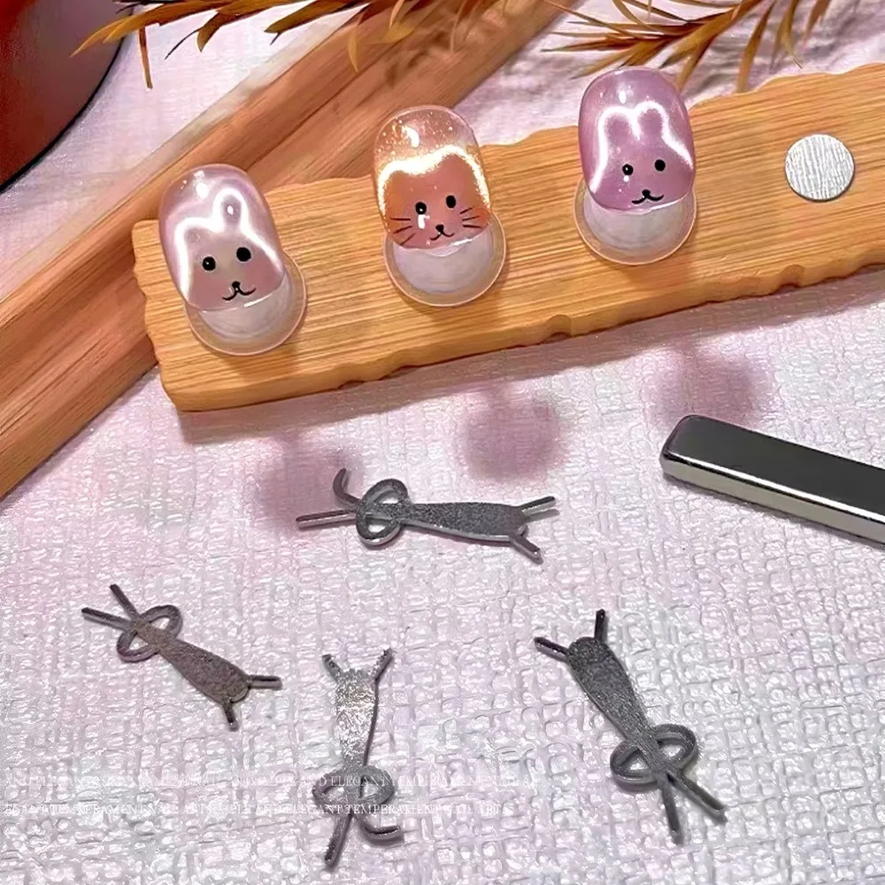Fer lapin outil d'art des ongles Guide en forme de lapin Kit de manucure à faire soi-même ligne d'aimant pour ongles ensemble d'aimants pour ongles assortis