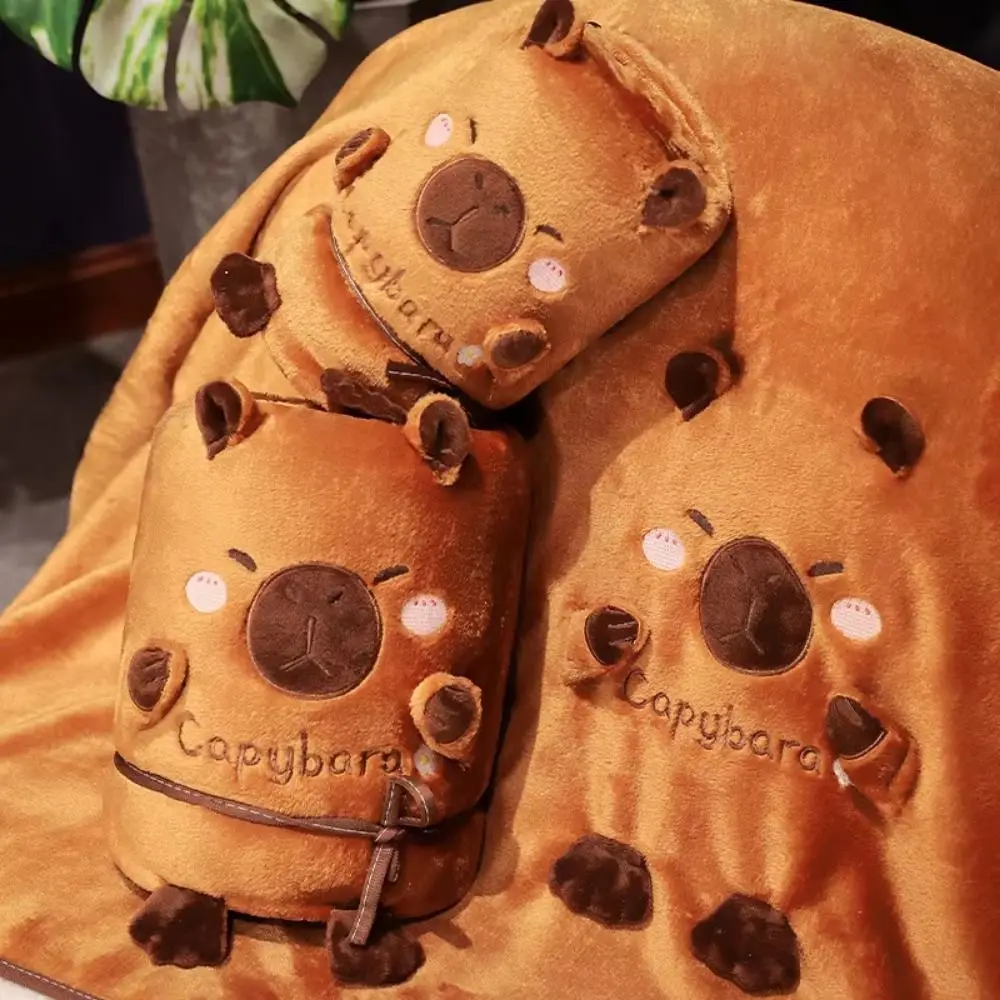 

Wearable Capybara Blanket Oversized Hooded Cape Capybara Flannel Blanket 90/165cm Soft Capybara Plush Roll Mat Bedding Supplies