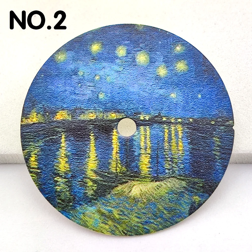 NH35 Dial World Famous Paintings Van Gogh Works Replica Dial Fits NH35/NH36 Movement Watch Accessories Dial 28.5mm Watch Dials