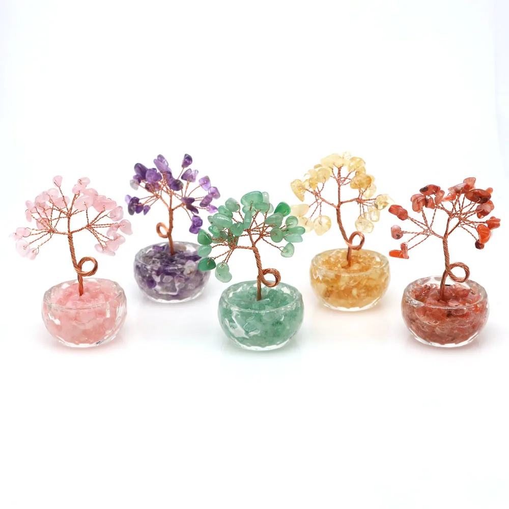 Crystal Money Tree Of Life Gravel Specimen Reiki Healing Ornaments Lucky Trees DIY Souvenir Gift Office Table Home Decoration