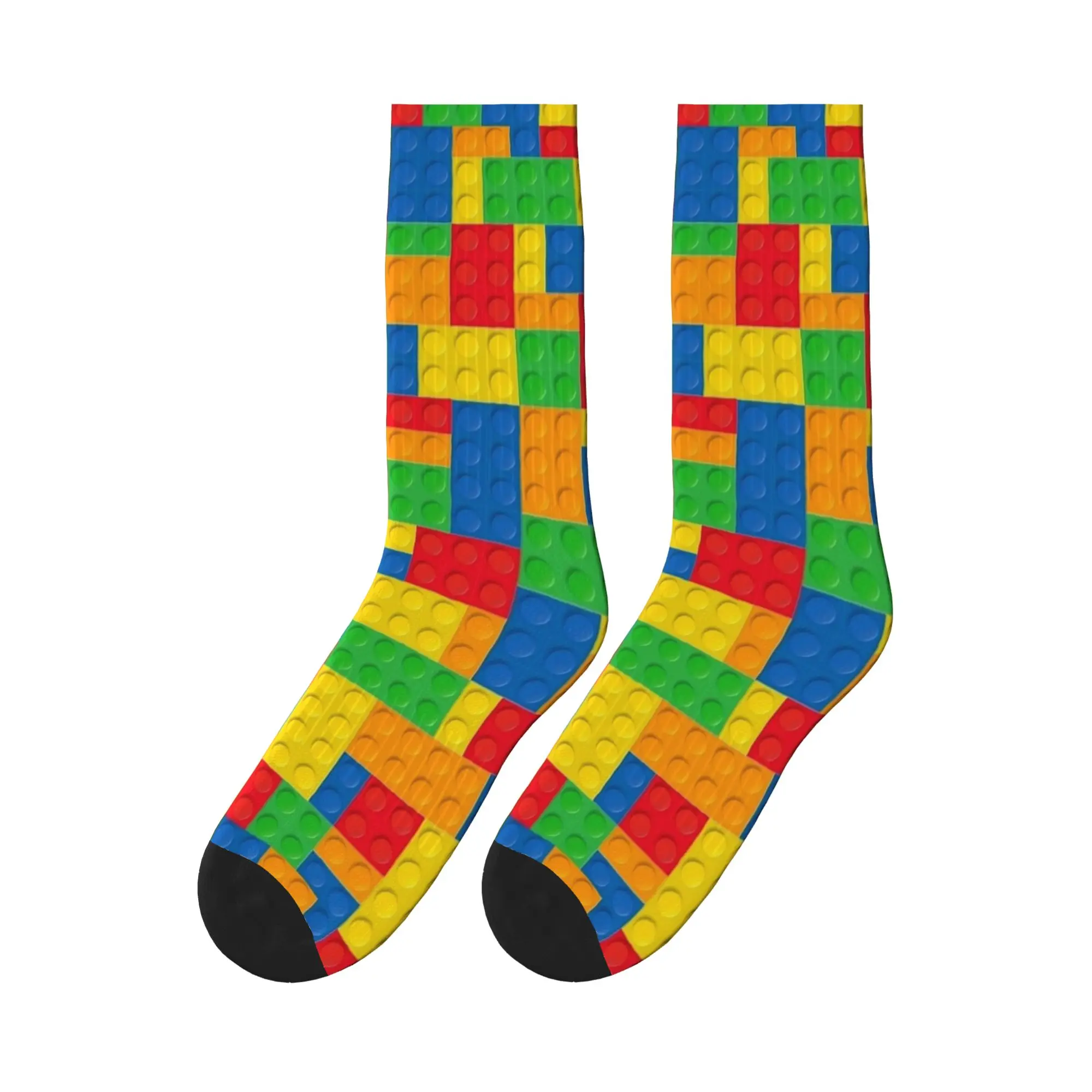 Colorful Building Blocks Toys Stockings  Graphic Fashion Socks Autumn Non Slip Socks Couple Skateboard Soft Breathable Socks
