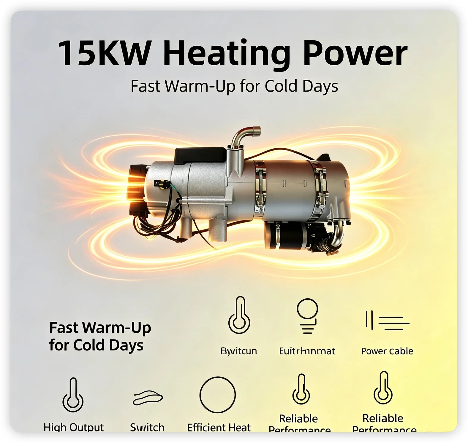 15KW Car Water Heater 12V/24V, Remote & Rocker Switch Optional, Diesel Parking Heater for Truck RV Vehicle Cabin Heating