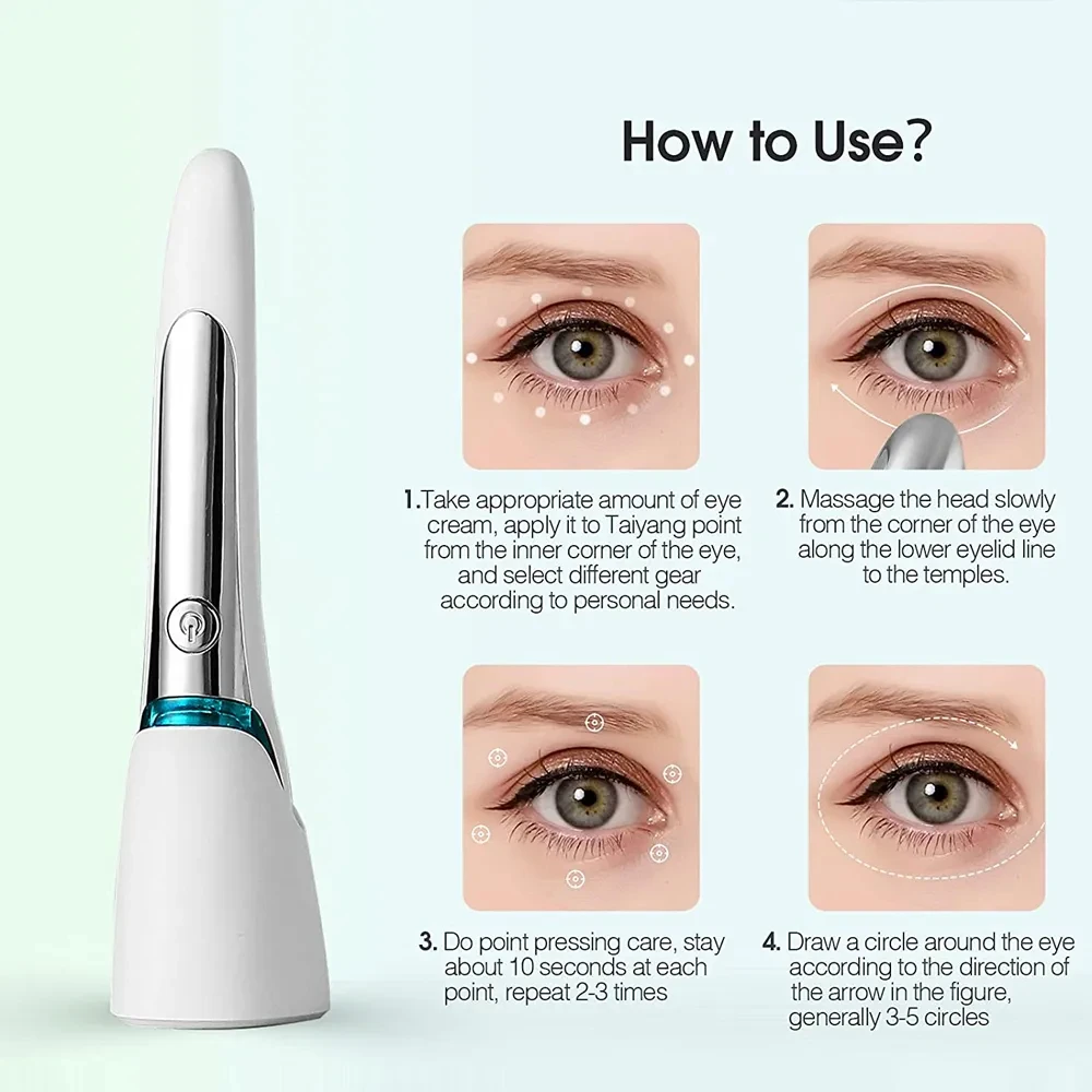 Beauty RF Eyes Massager Electric Eye Care Device fatica alleviare Dark Circle Eye Bag Remoal Anti rughe Face Massage Eye Tool