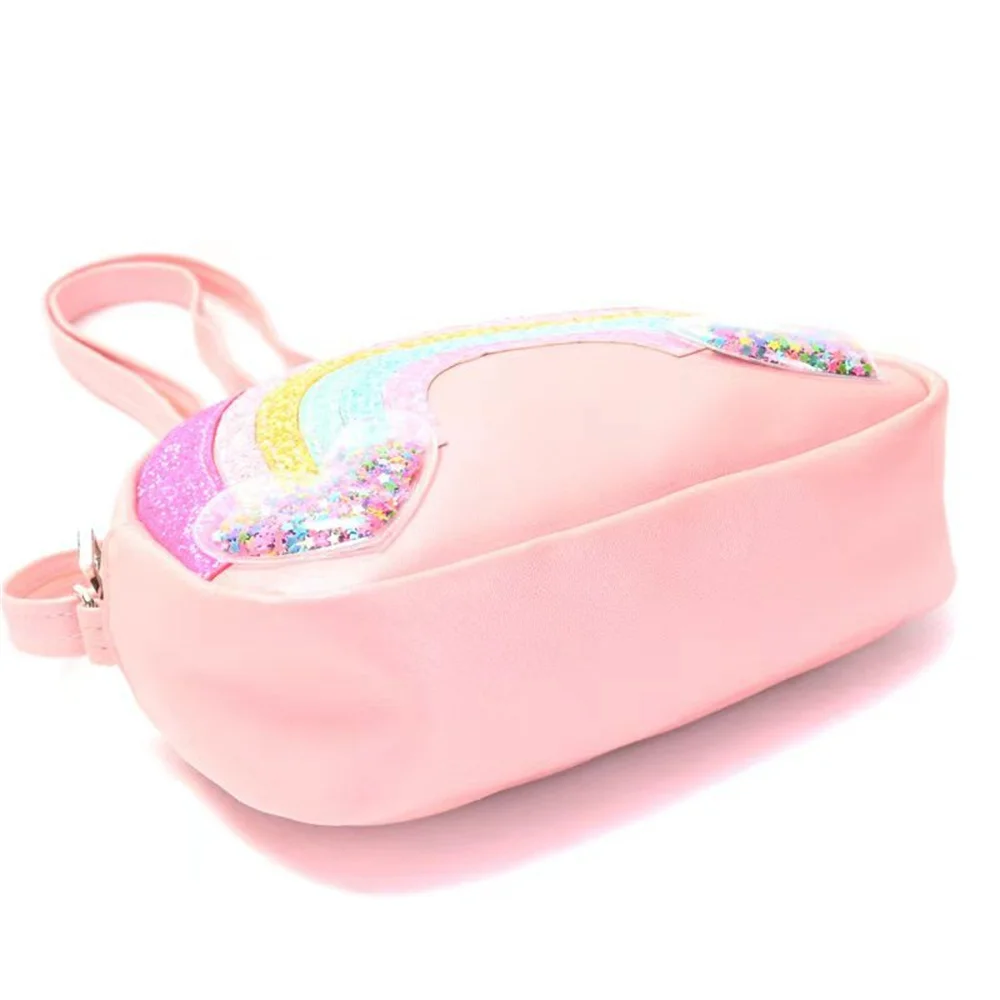 Sac à main arc-en-ciel pour filles, sac à bandoulière pour tout-petits, mini portefeuille initié, cadeau mignon, paillettes pour filles