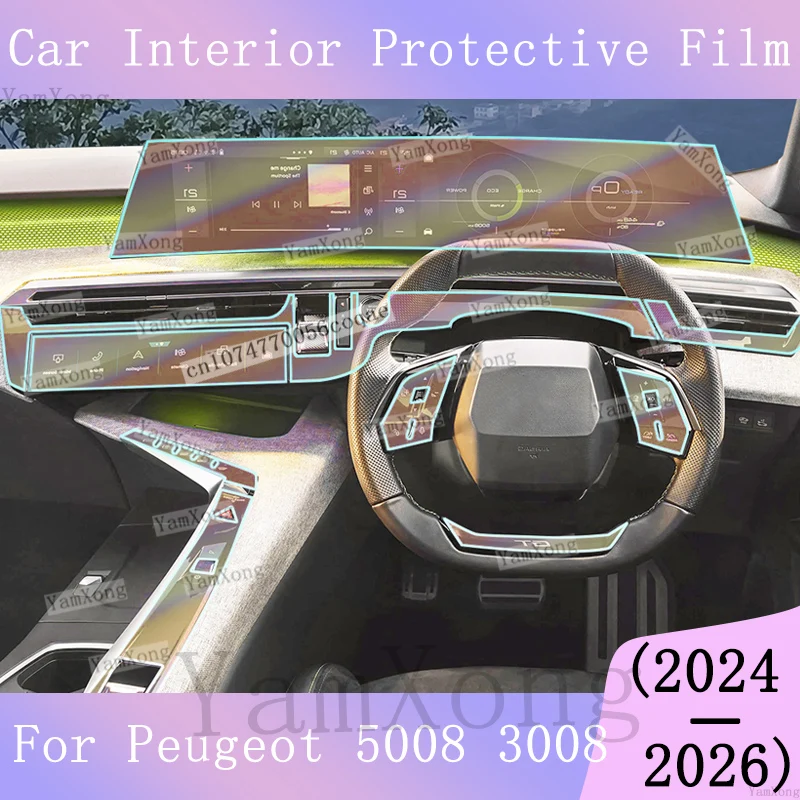 For Peugeot 5008 3008 interior Kit Protection Film LED Navigation Dashboard screen scratch Sticker Center Panel Transparent Film