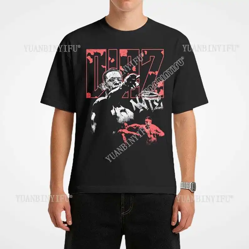 تي شيرت Nate Diaz Fighting Champion: تي شيرت برسومات Fight Night، هدية للمعجبين من القطن عتيق برقبة دائرية وأكمام قصيرة #3