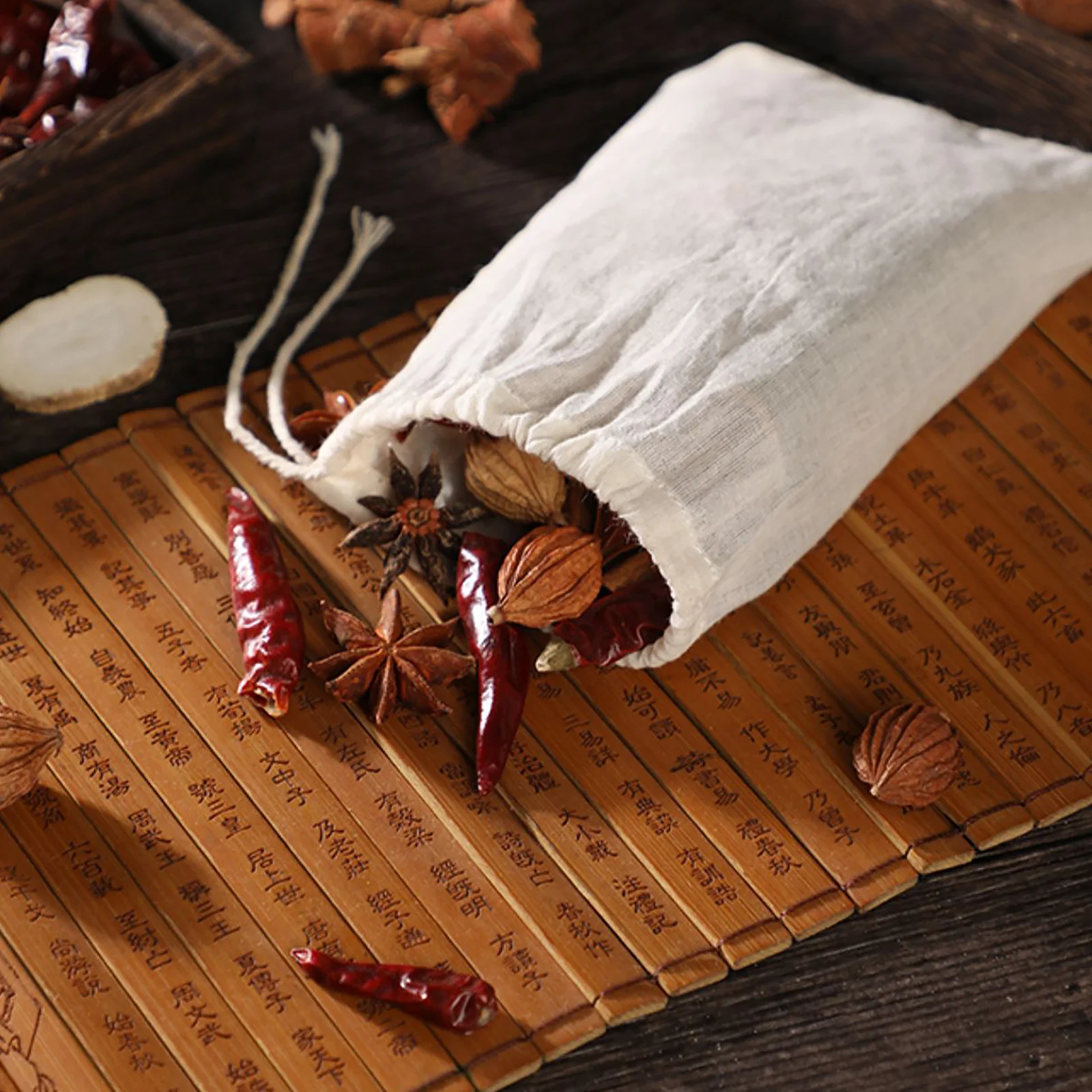 

7Pcs Reusable Cotton Filter Bags Drawstring Strainer Bag for Soup Gravy Broth Stew Seasoning Spices Herbal Tea