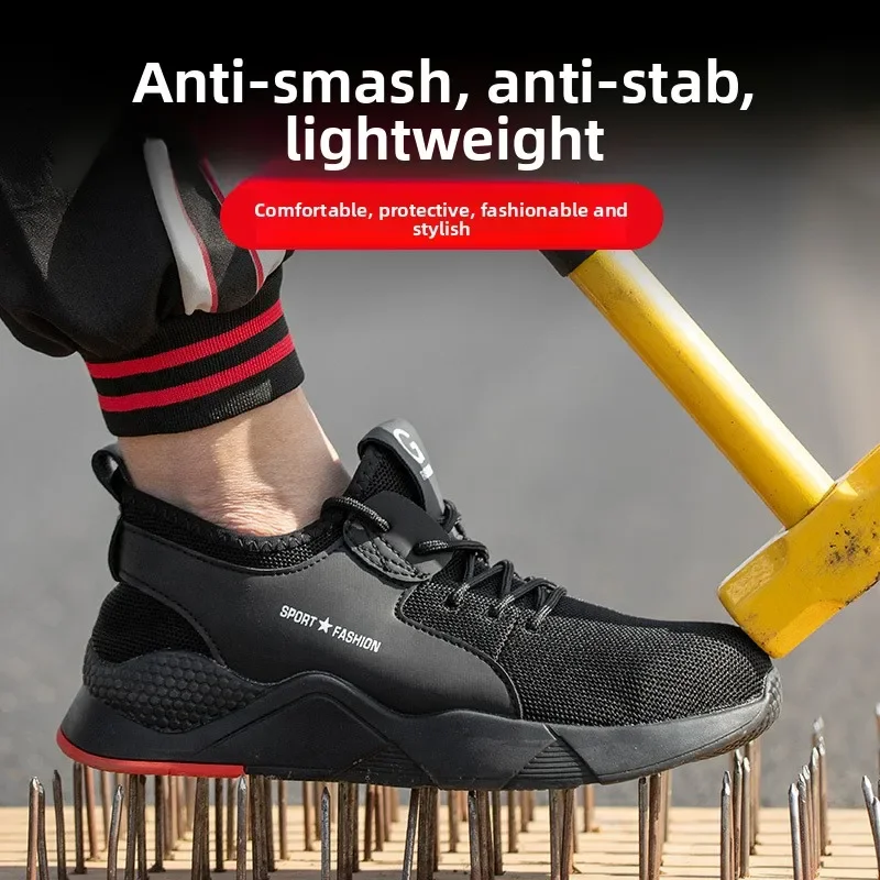 

DurableSummer Breathable Labor Insurance Shoes Anti-smashing Anti-piercing Steel Bag Head Protective Shoes Mesh Safety Work Sh