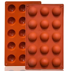 Small 15-Cavity Semi Sphere Silicone Molds Non-Stick Half Sphere Silicone Baking Molds for Making Jelly Chocolates Cake Mousse