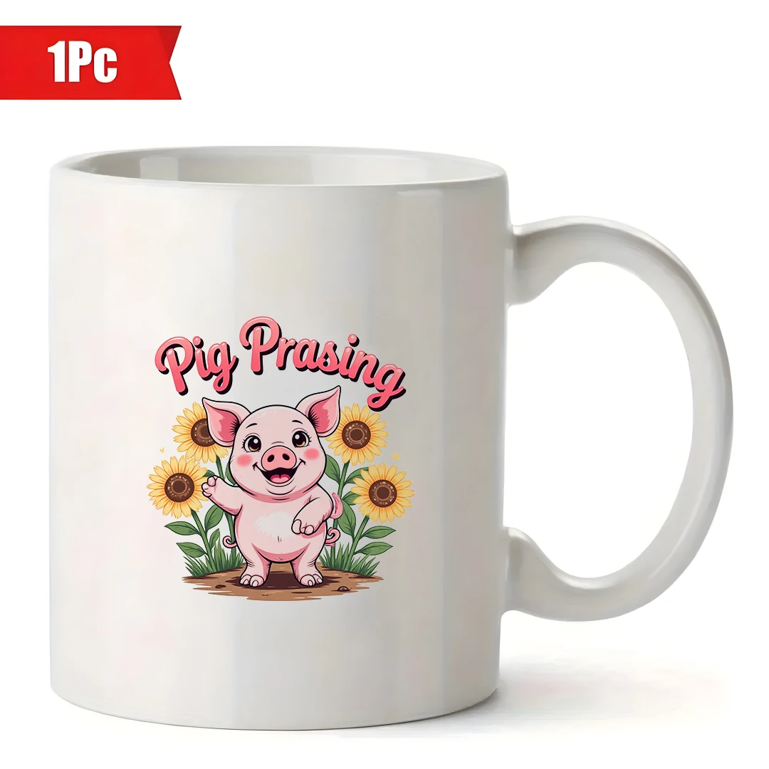 كوب طين الخنزير الكرتوني 11 أونصة للأطفال كوب للشرب الساخن هدية عيد الميلاد الوالدين والطفل كوب إبداعي للمكتب