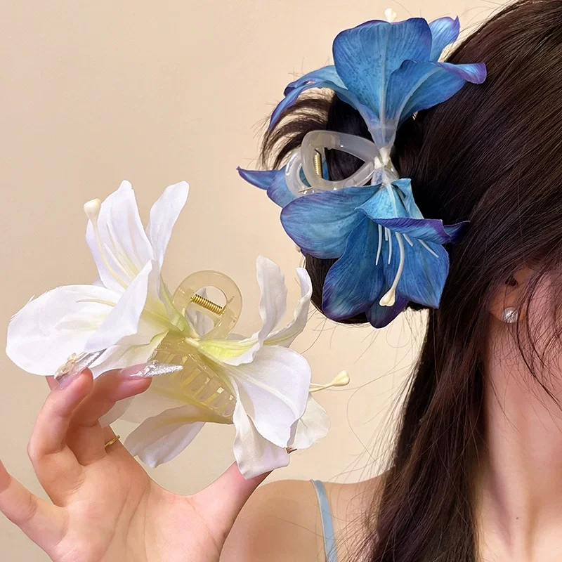 

Lily Flower Grasp Clip Chinese Style Fashion Hair clips Flower Headwear Round Hair Commuter Side Hairclip Girls Hair Accessories