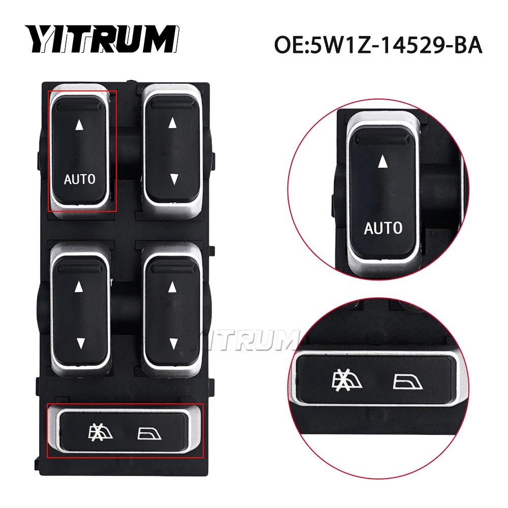 YITRUM 5W1Z-14529-BA 4W1Z14529BA Power Window Switch Driver Side Control Button For Ford Lincoln Town Car 2003 - 2008 11Pins