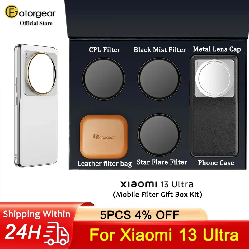 Fotorgear For Xiaomi 13Ultra Phone Case 67mm Phone Filter Gift box Star Flare/Black Mist/CPL Filter Metal Lens Cap Leather Bag