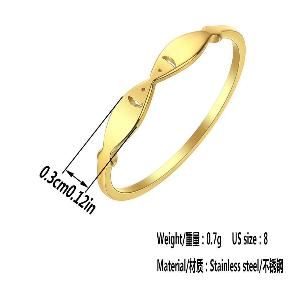 Kinitial Stainless Steel Rings For Women Sea Animal Fish Fashion Jewelry Bohemia Stackable Ring Bague