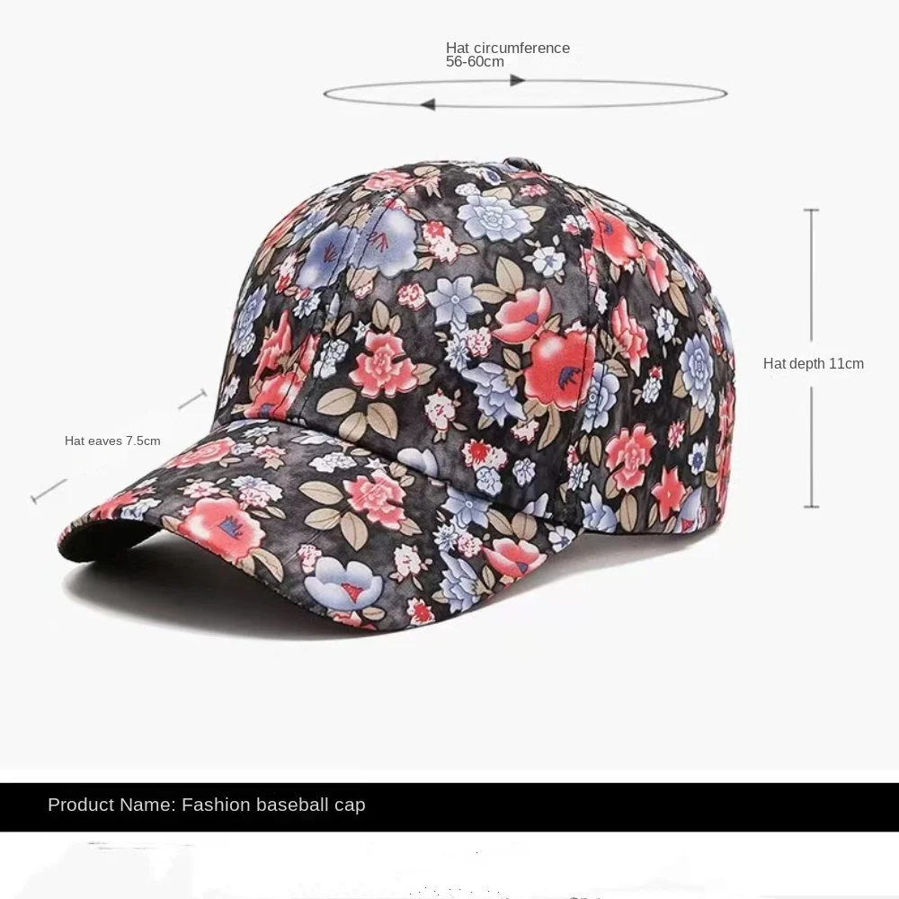 Floral Print Cotton Baseball Caps Fashion Adjustable Breathable Elegant Visors Cap Casual Vintage Peaked Cap Women