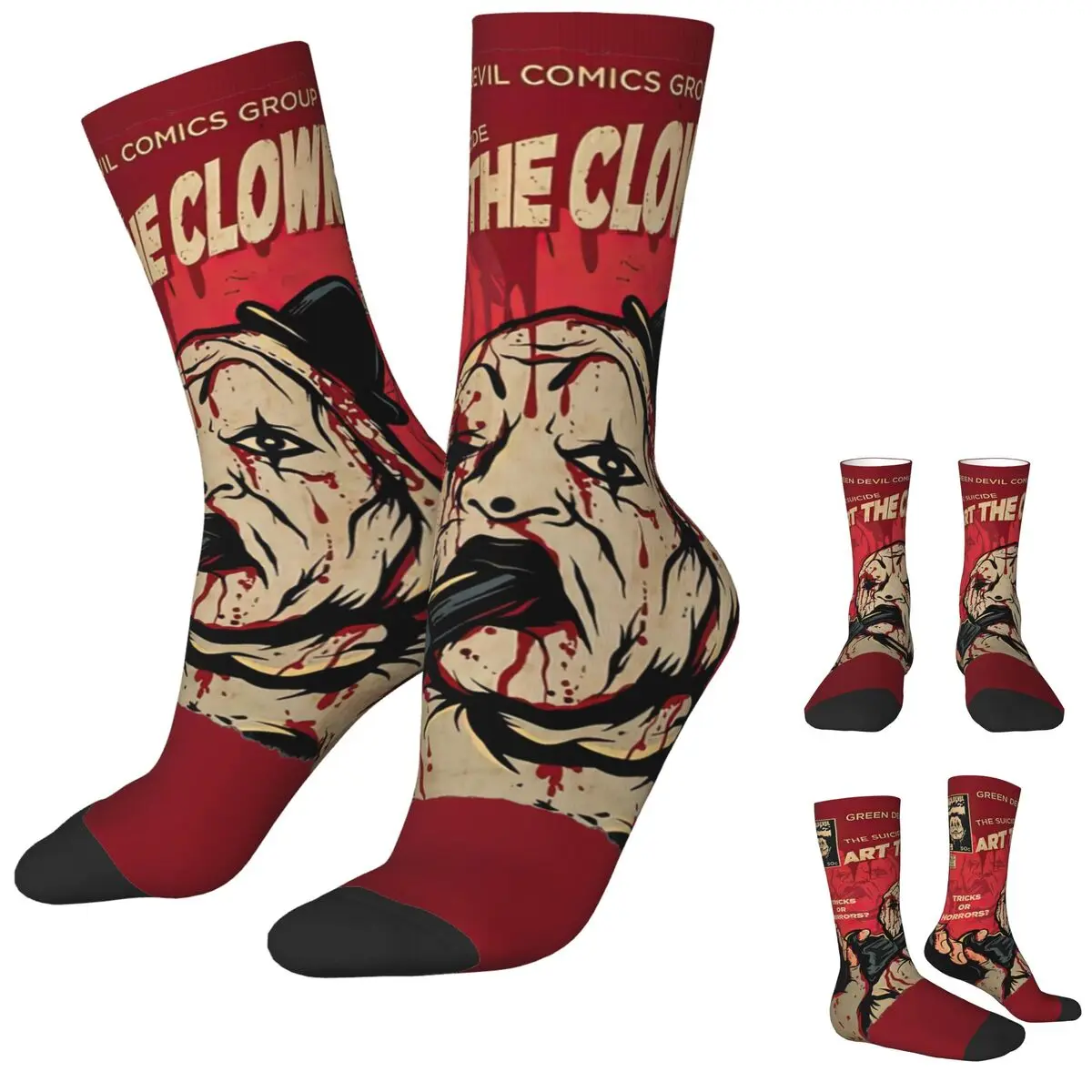 New Male Men Socks Harajuku Terrifier Mister Nice Clown Sock Horror Halloween Sport Women Socks Spring Summer Autumn Winter