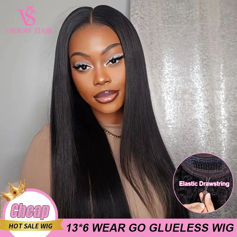 

VSHOW Wear Go 13x6 Silky Straight Glueless Wig HD Max Lace Front Wig With Invisi Elastic Draw-strings 100% Human Hair