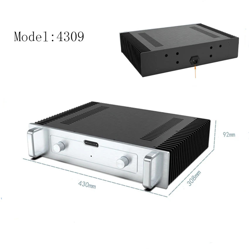 Weiliang Audio 4309 هيكل Preamp من سبائك الألومنيوم بالكامل مع مضخم تبديد الحرارة ثنائي الجانب هيكل مكبر للصوت من الفئة أ