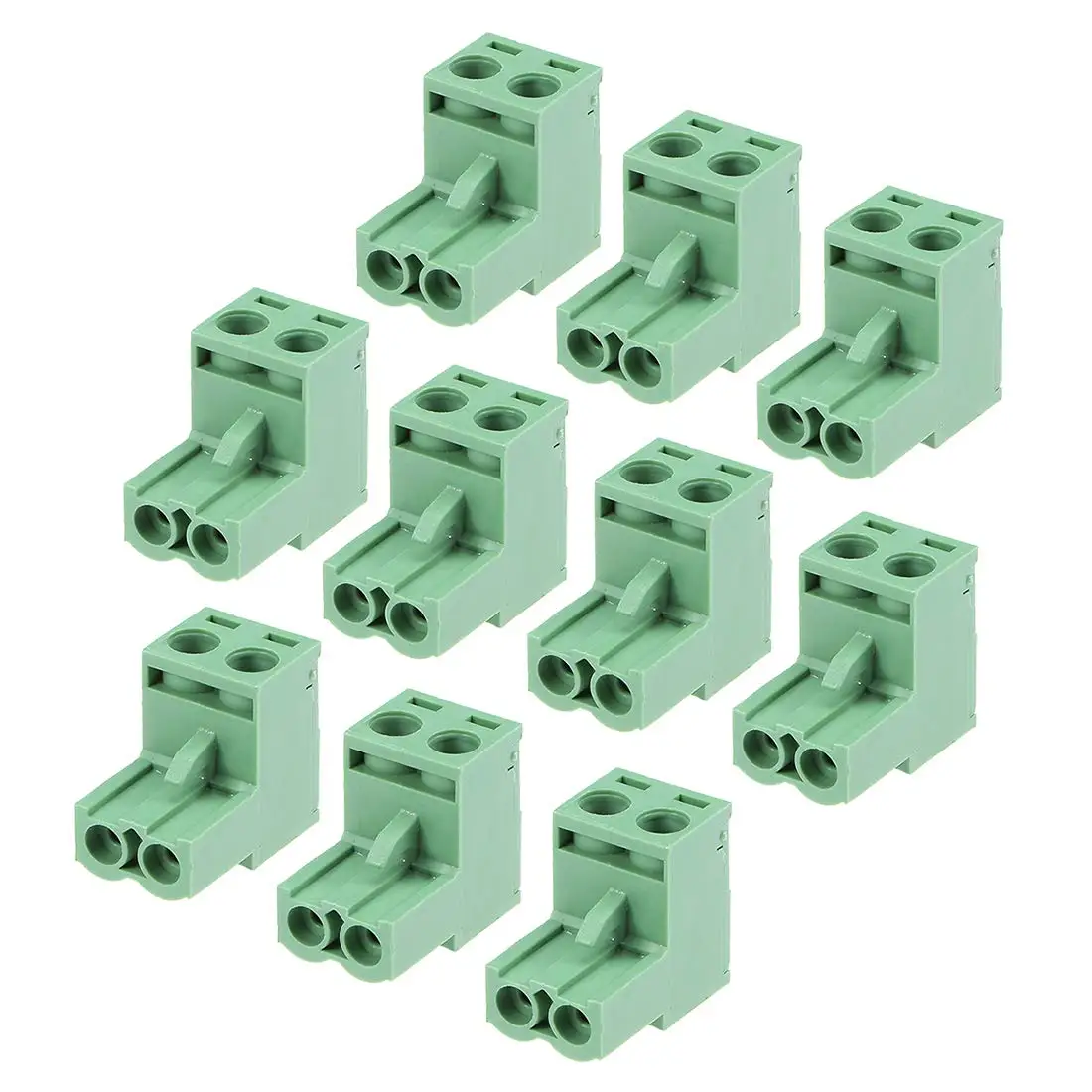 

Keszoox 5.08mm Phoenix Connectors 10pcs AC300V 15A 5.08mm Pitch 2P Flat Angle Needle Seat Insert-in PCB Terminal Block