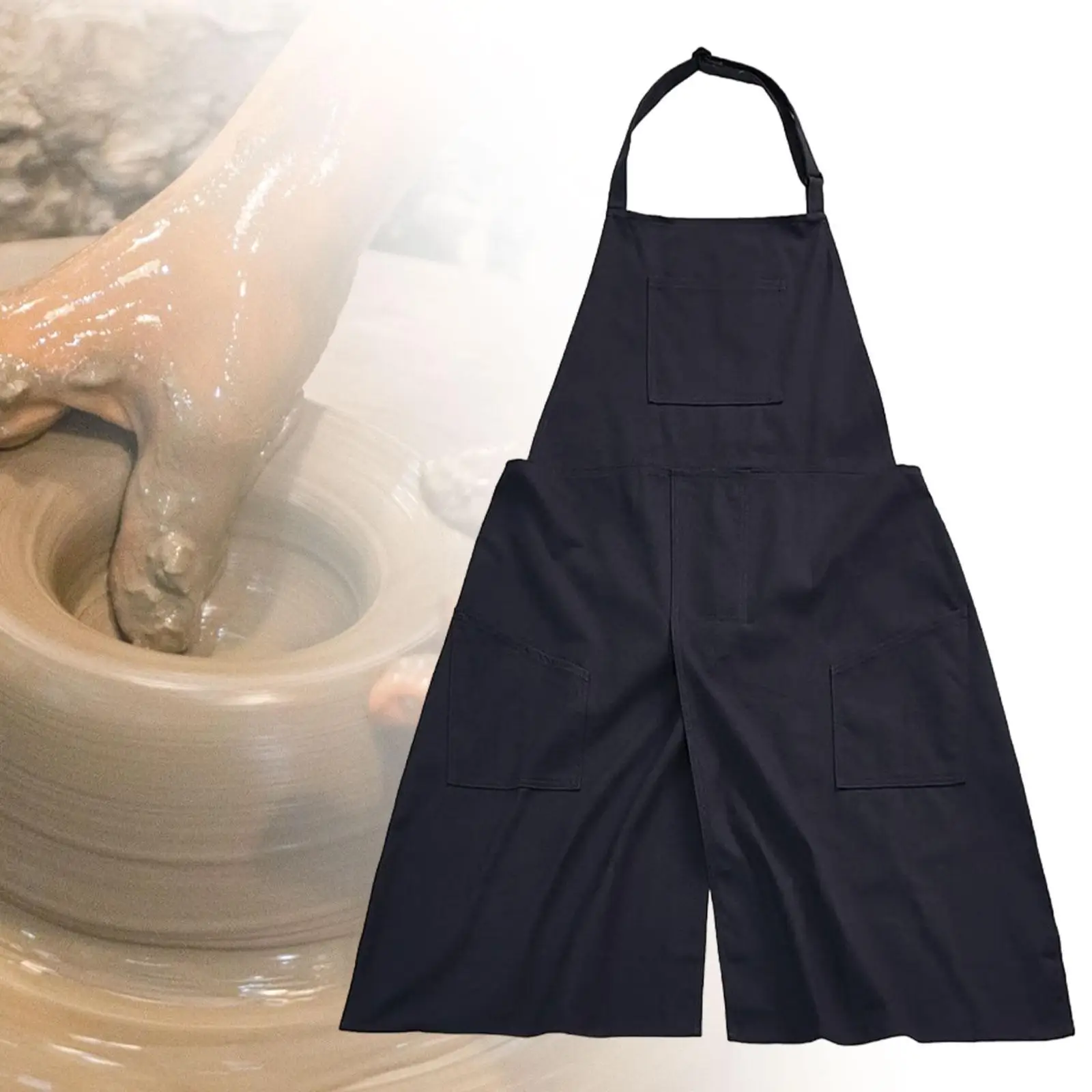 Split Leg Apron with Pockets Lightweight Pottery Apron for Painting DIY