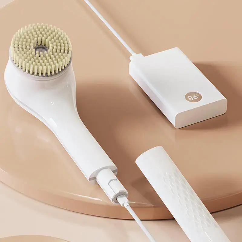 Electric Shower Brush Back Body Scrubber Facial Cleansing Bathing Cleaner Handle Exfoliator Bath Brushes For Showering