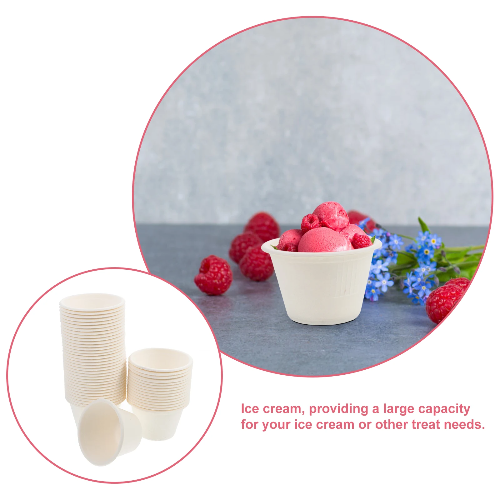 

50 шт. одноразовые миски для мороженого, целлюлозы, десертные стаканчики, бумажные стаканчики для упаковки йогурта