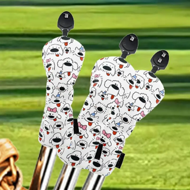 

Cartoon Dog Print Golf Headcovers Golf Club Covers Thick Waterproof Mallet Putter Covers Golf Club Cover For Golf Lovers Golf