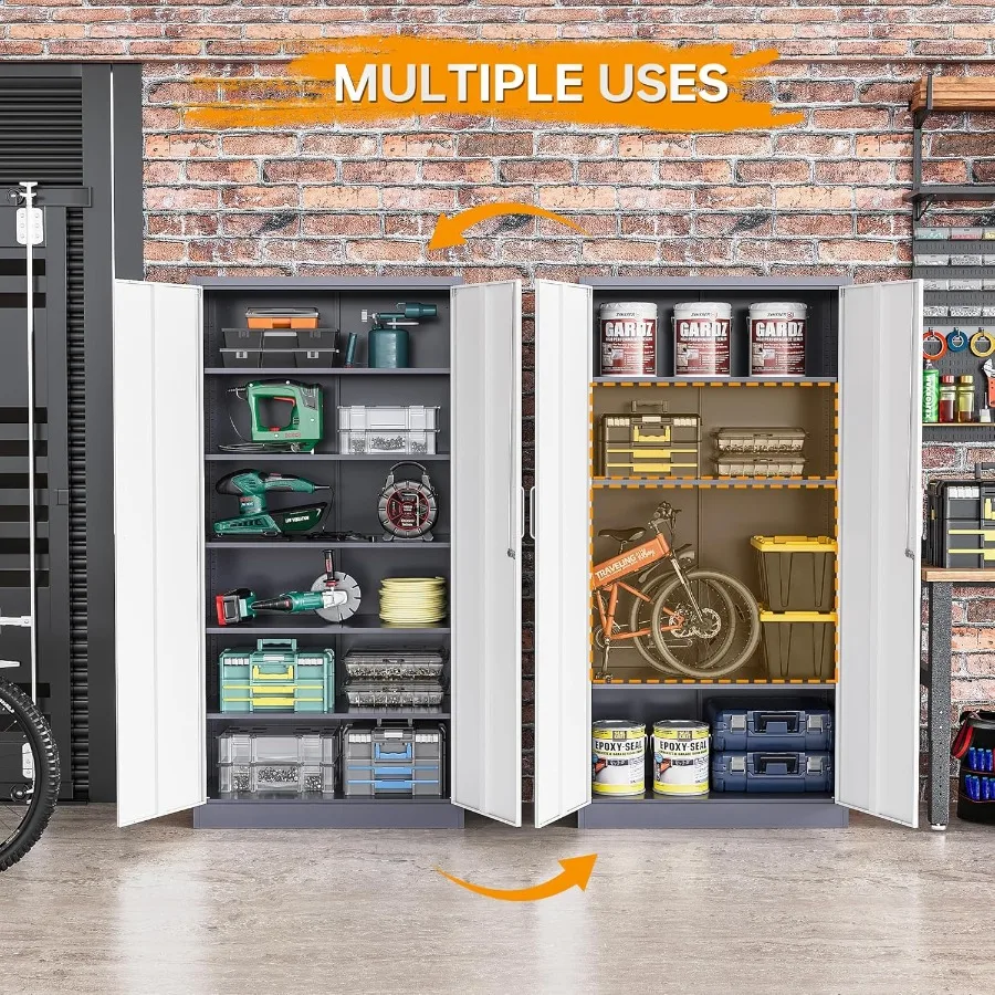 خزانة تخزين جراج معدنية مع قفل 71 خزانة ملفات فولاذية قابلة للقفل رف تخزين فولاذي مع 5 أرفف قابلة للتعديل لـ #6