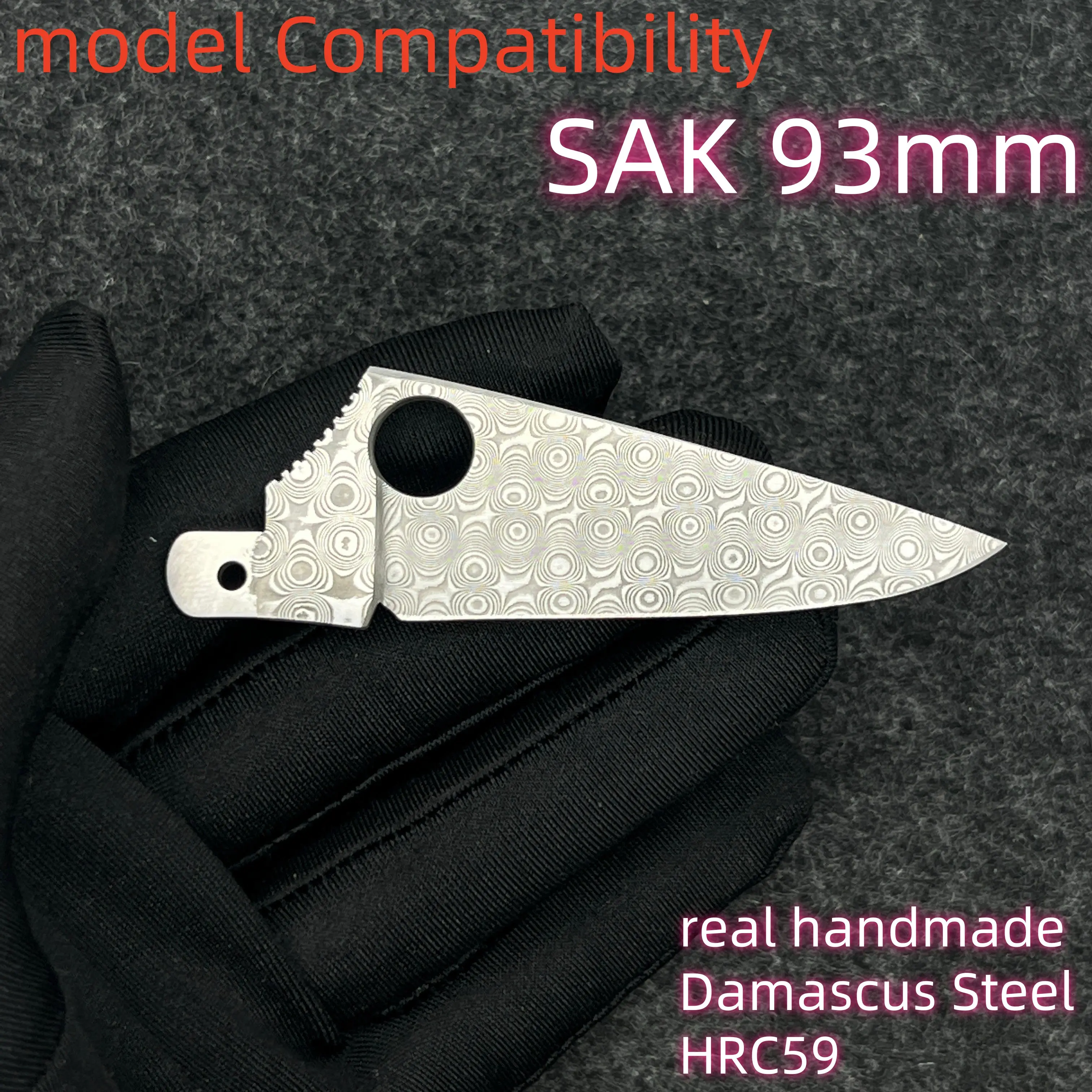 1 Pcs Handmade Damascus Powder Steel with Non-slip groove For 93mm Victorinox Swiss Army Knife SAK Accessories