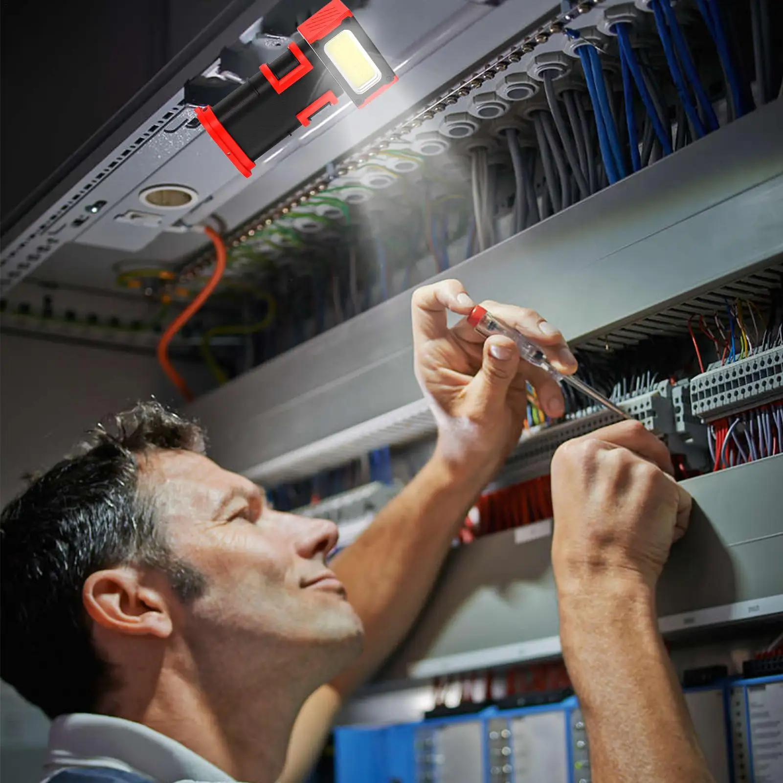 

Car Work Light 180-degree Rotation Magnetic Work Light Type-C Charging Double Hooks Digital Display Lamp For Detailing Workshop