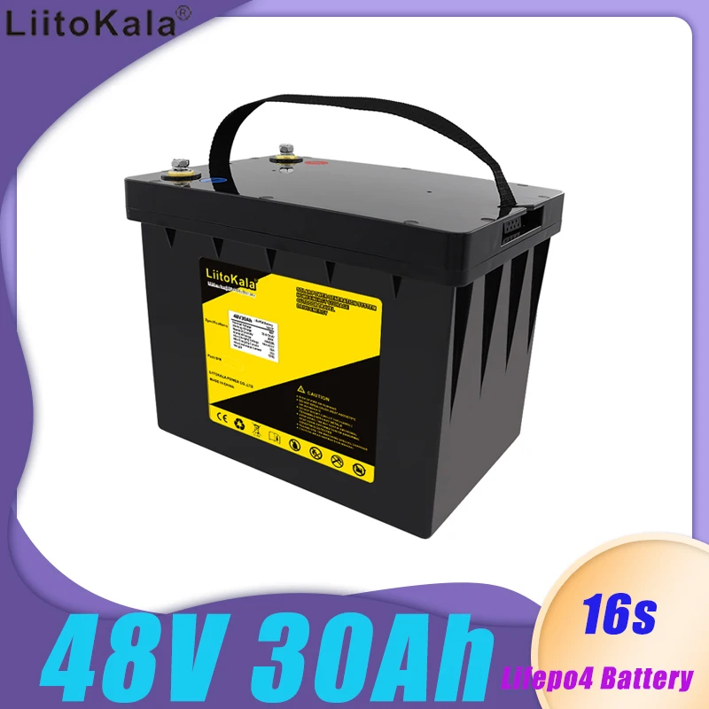 LiitoKala 48v 30ah lifepo4 battery with 30A BMS for 48v 1500w machinery electric bicycle bike scooter go cart