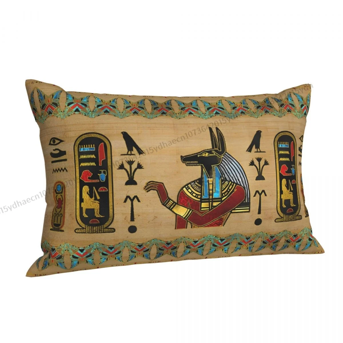 Egyptian Anubis Ornament On Papyrus Printed Pillow Case Backpack Cojines Covers Washable Sofa Decor Pillowcase