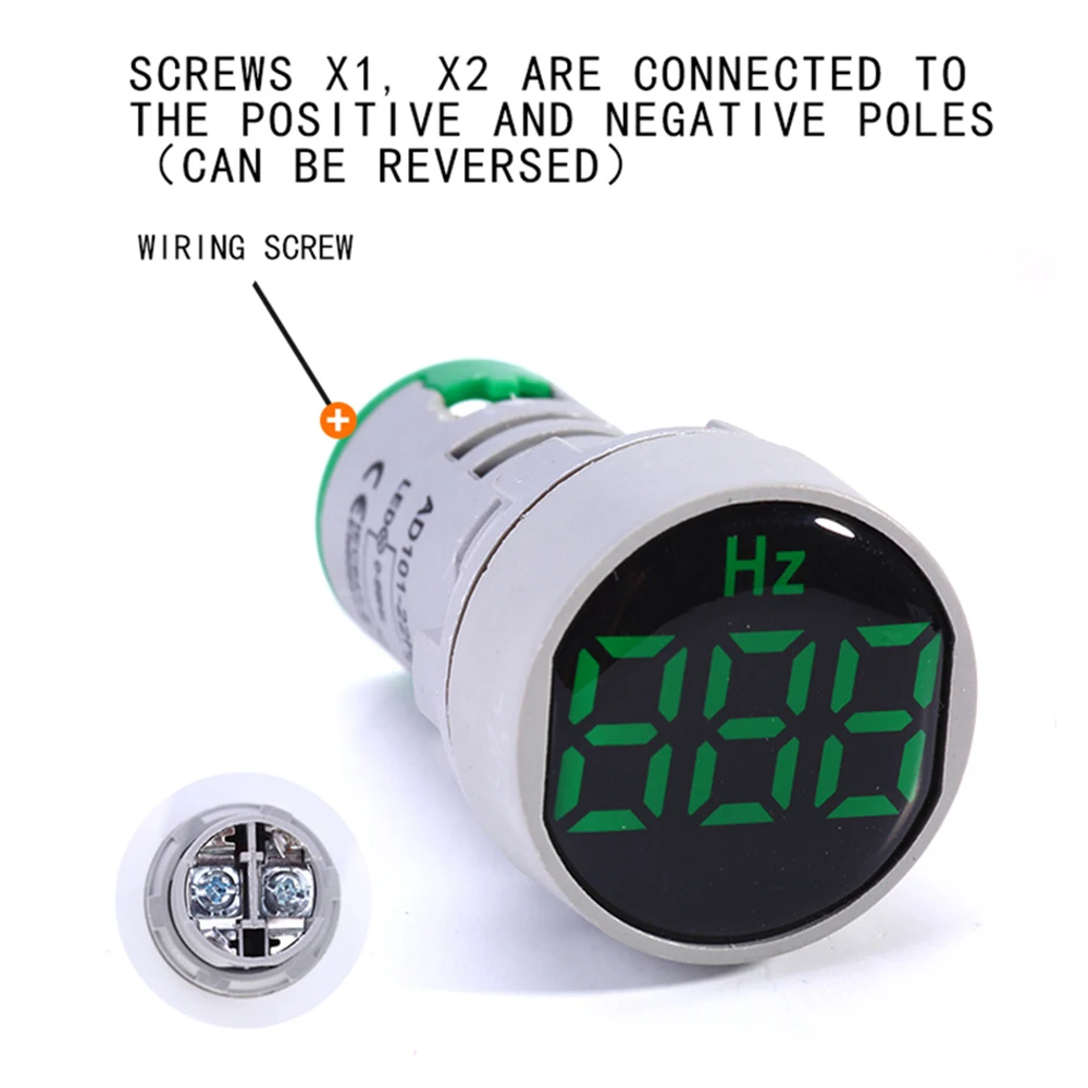 22mm Square /Round Panel LED Digital Display  Measuring Hertz Digital Electricity Frequency meter Signal Indicator 0-99 Hz ﻿