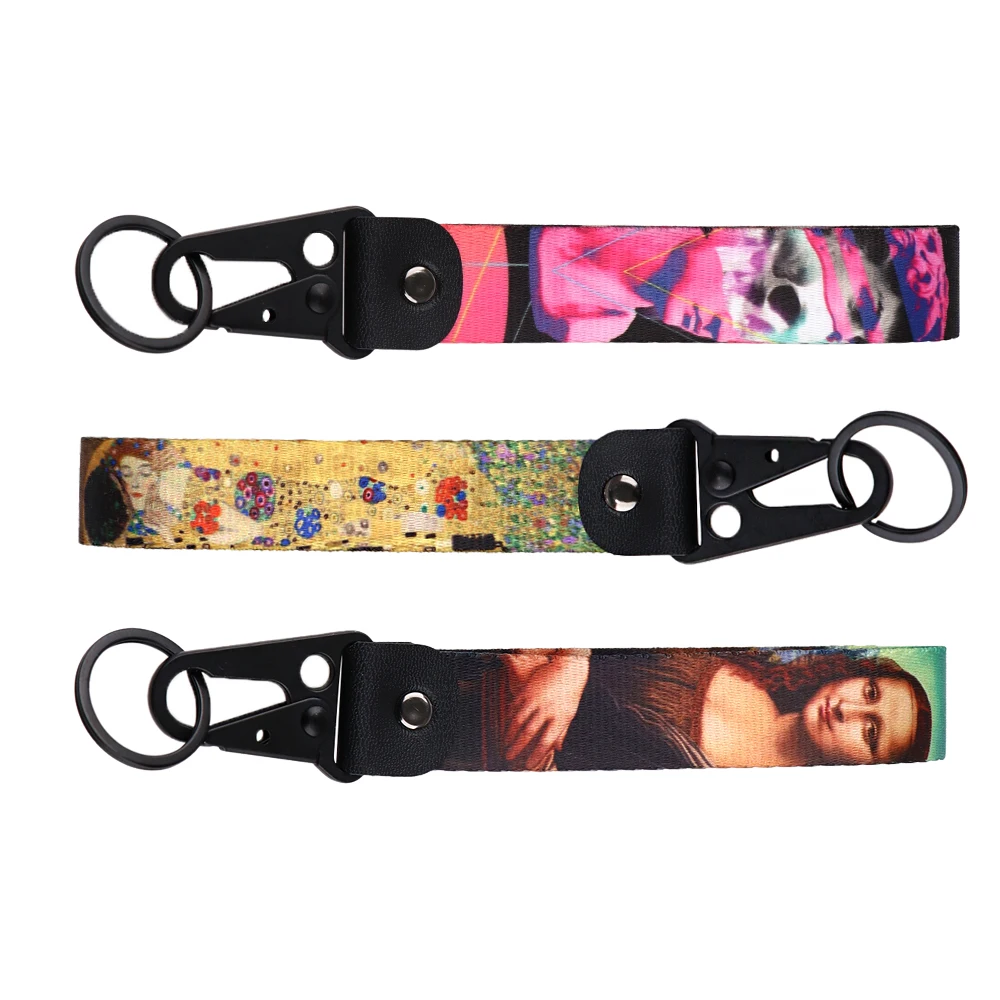 Vintage Art Painting Style Key Tag Key Chain for Motorcycles Key Fobs Holder Key Ring for Men Women Jet Tag Accessories Gifts