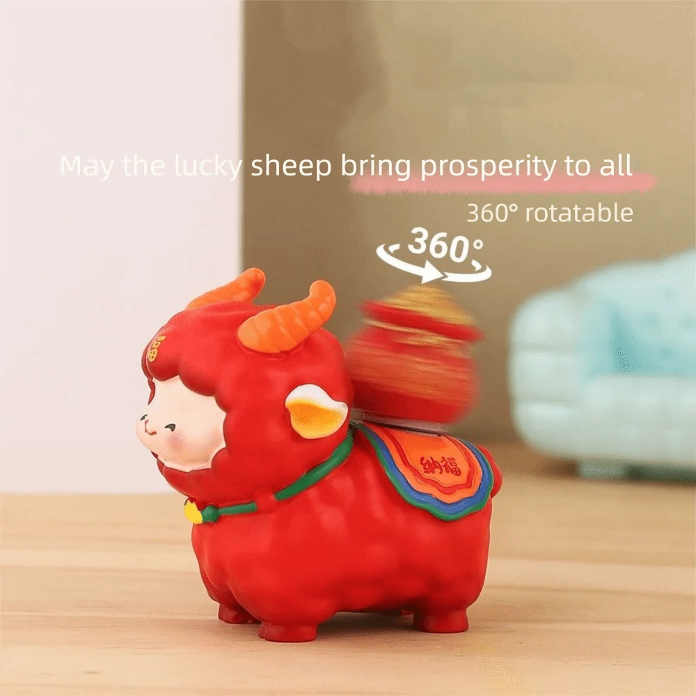 Kawaii Sheep Desktop Ornament Resin Chinese Style Lucky Sheep Sculpture Cute New Year Fortune Sheep Figure Desktop Decor