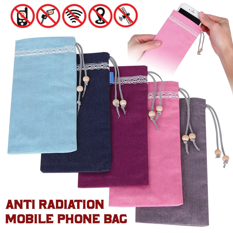 Silver Fiber Radiation Protect Phone Pocket RF Signal Blocker Shield Radiation Bag EMF Protection Phone Pouch Cell Phone Case