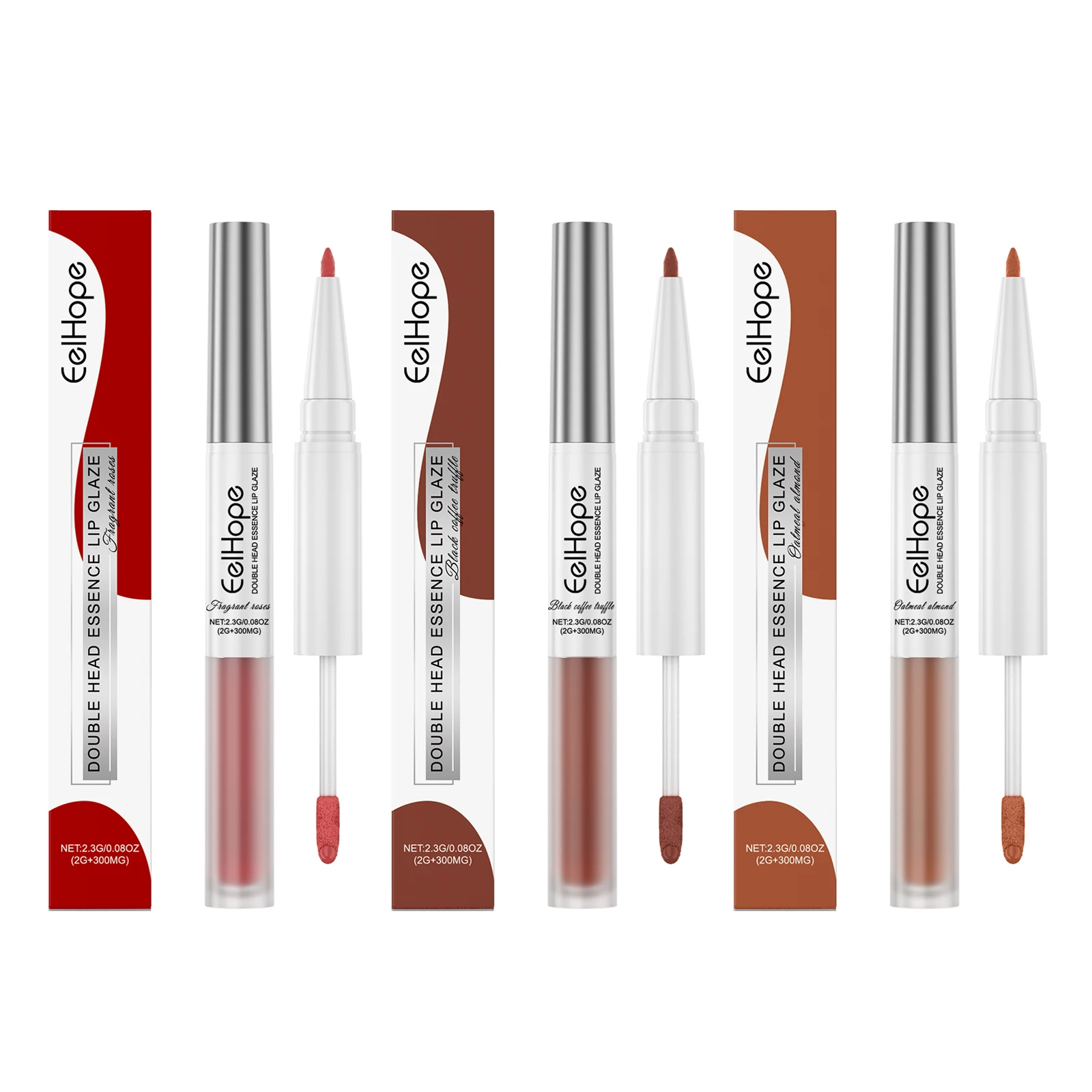 EELHOPE Double Head Essence Lip Glaze 2-in-1 Lipliner Gloss Hydraterende Langhoudende Niet-Klevend Glansrijke Lip Tint Voor Dagelijks Gebruik