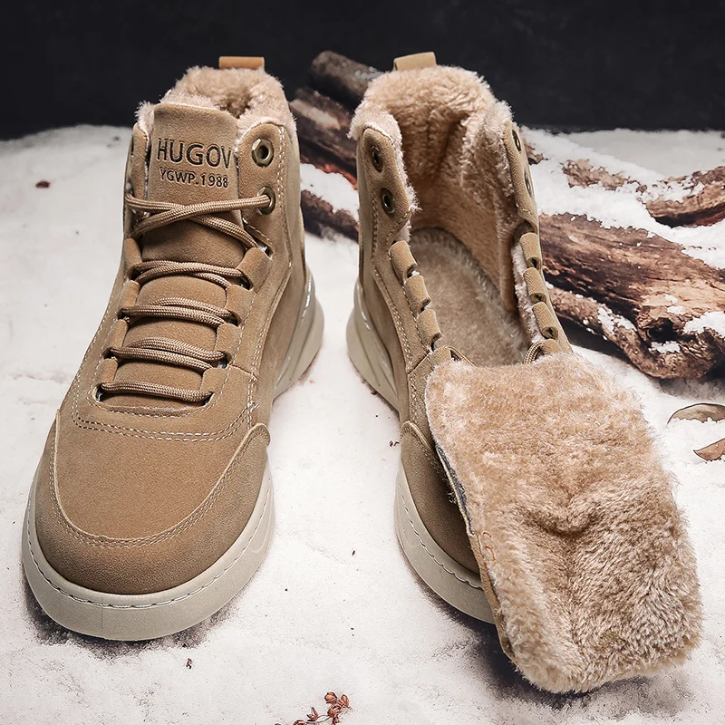 Super Warm Winter Men Boots With Fur Men Sneakers Fashion Snow Boots Men Suede Leather Shoes Winter Men Snow Shoes Hombres Botas