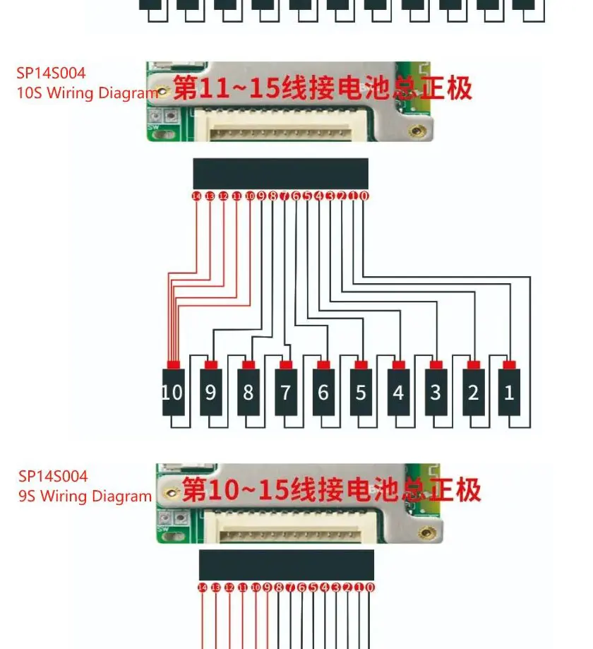 JBD Smart BMS 7S 8S 9S 10S 11S 12S 13S 14S 24V 36V 48V 20A 30A 40A 50A Integrierte BT UART Li-Ion NMC LiFePo4 BMS Balance Board – Detail 14