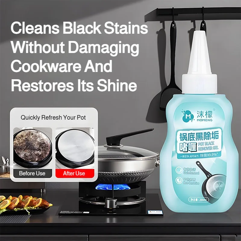 MOMENG Pot Bottom Cleaning Gel Natural Stain Remover Burnt Grease for Pots Pans Kitchen Cookware Cleaner