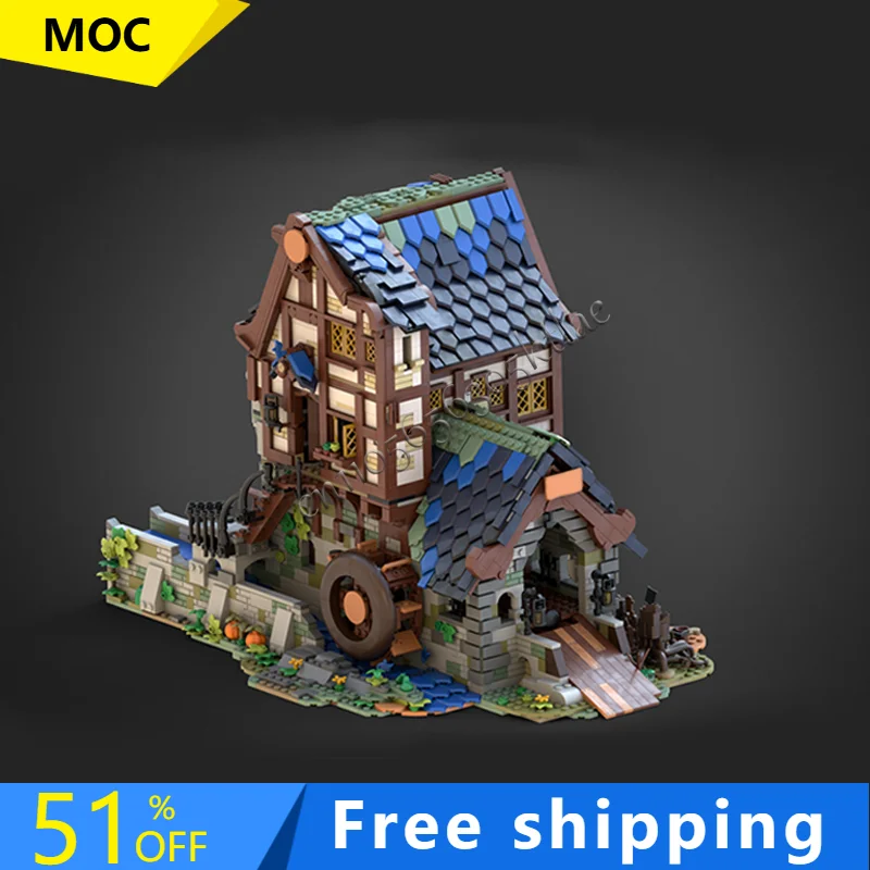 

4062 шт. индивидуальные MOC средневековые роскошные модульные модели Sawmill, архитектурный строительный блок, сделай сам, образовательная сборка, детские игрушки, подарки