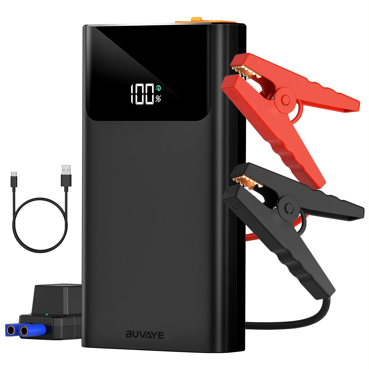 BUVAYE 10400mAh 2000A Peak Car Battery Jump Starter Booster 12V Portable Power with Dual Outputs Power Bank LED Lighting