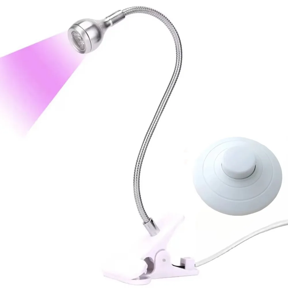

5W Power UV LED Nail Lamp Foot Pedal Switch Flexible Gel Polish Curing Lamp Clip-On Desktop Clamp Nail Drying Light DIY Manicure