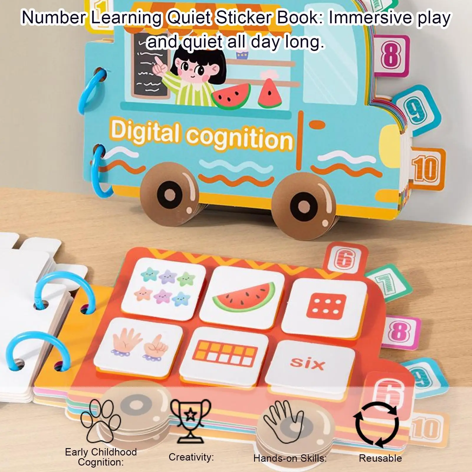 أطفال قابلة لإعادة الاستخدام كتب لزجة هادئة متعددة موضوع التعرف على الأرقام BusyBooks المحمولة مونتيسوري ملصق لعبة هدايا للأطفال