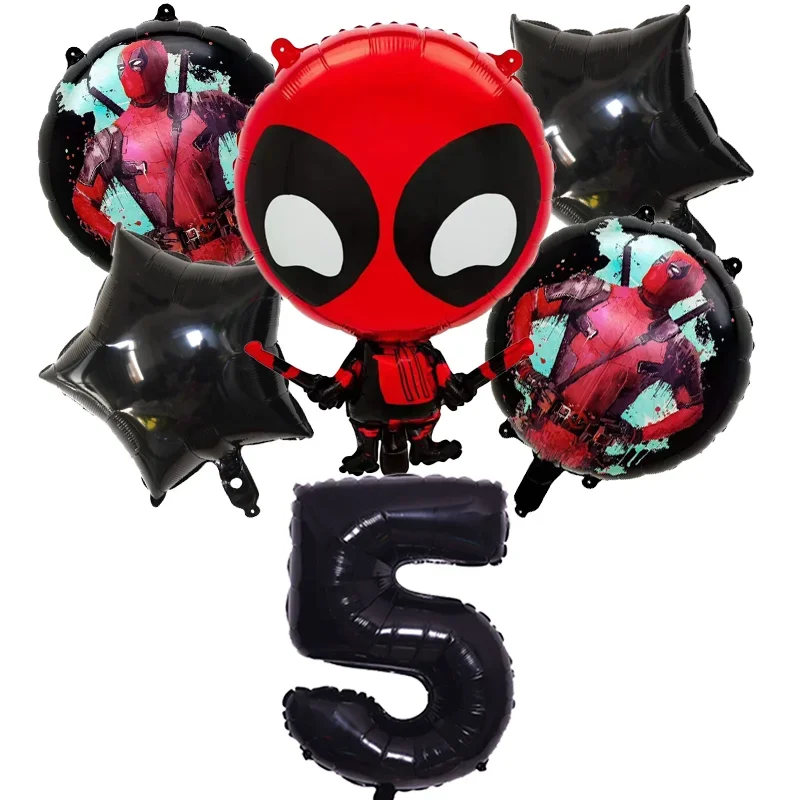 Deadpool Compleanno Palloncini Set Ragazze Ragazzi Decorazione per feste Numero Palloncini Abito Marvels Ornamenti Sfondo Baby Shower Decor Regalo